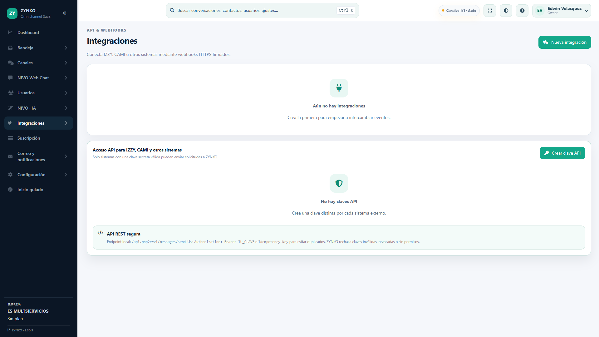 API y webhooks